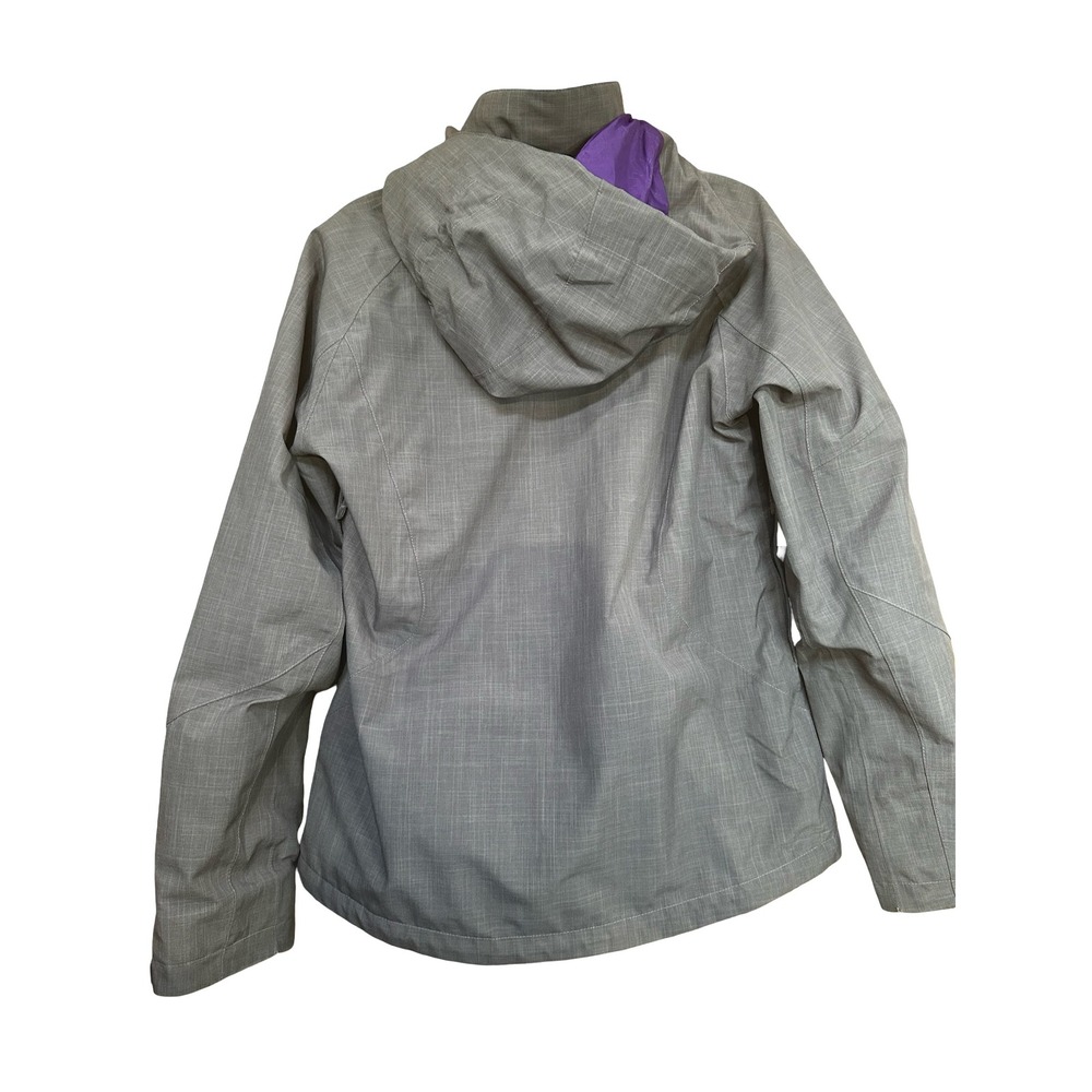 The North Face Womens Gray Pink Hooded Shell Jacket Medium Full Zip A7CP F14 - Picture 3 of 16